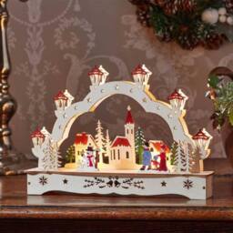 Samuel Alexander 28cm Battery Operated Wooden Christmas Festive Village with LEDs - thumbnail 3