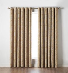 Luxury Living Fern Blackout Ring Top Curtains in Yellow - Size: 110 cm width x 183 cm drop - thumbnail 2