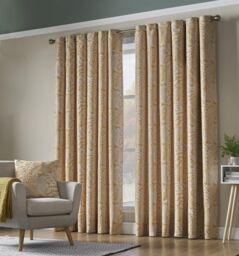 Luxury Living Fern Blackout Ring Top Curtains in Yellow - Size: 110 cm width x 183 cm drop - thumbnail 1
