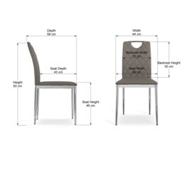 More4Homes Set Of 4 Monza Faux Leather Dining Chair Modern Padded Seat Chrome Legs Kitchen in Grey - thumbnail 7