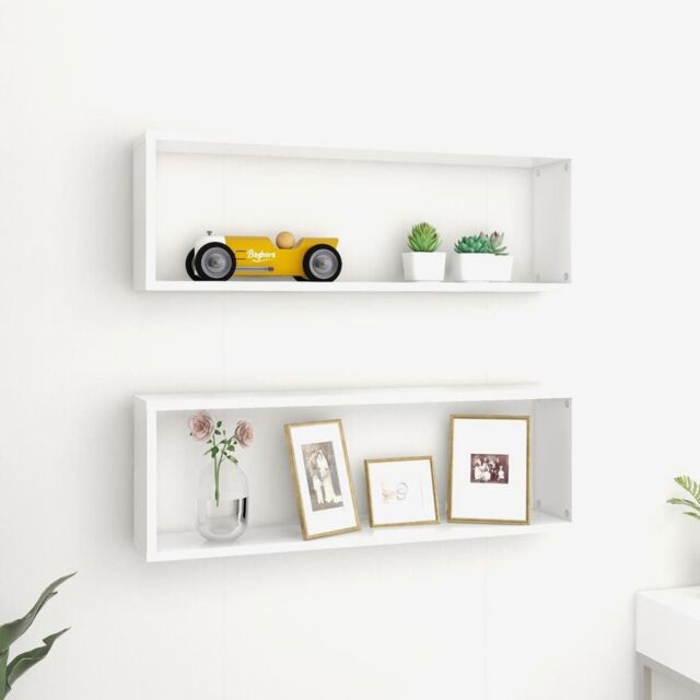 Berkfield Home Wall Cube Shelf 2 pcs White 80x15x26.5 cm Engineered Wood - image 1