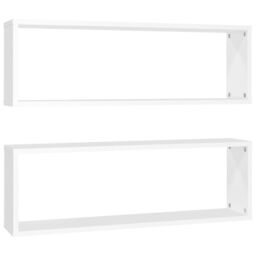 Berkfield Home Wall Cube Shelf 2 pcs White 80x15x26.5 cm Engineered Wood - thumbnail 2