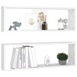Berkfield Home Wall Cube Shelf 2 pcs White 80x15x26.5 cm Engineered Wood - thumbnail 3