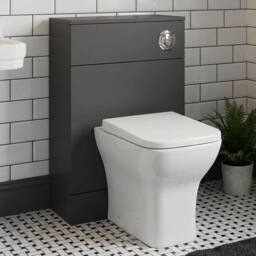 Balterley Alrewas Contemporary Floor Standing Compact WC Unit, Gloss Grey, 500mm in Grey - thumbnail 3