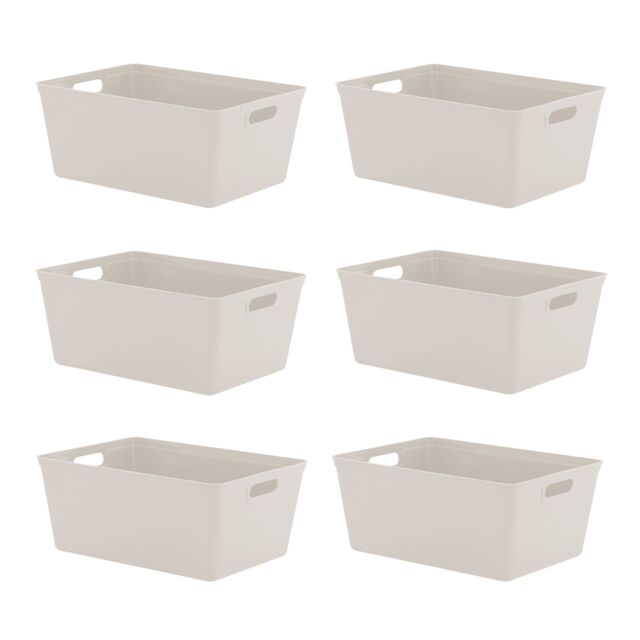 simpa 11L Plastic Studio Organiser Trays with Handles - Set of 6 in Taupe - image 1