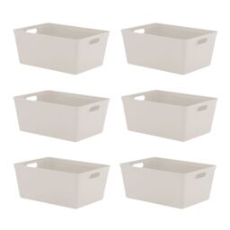 simpa 11L Plastic Studio Organiser Trays with Handles - Set of 6 in Taupe - thumbnail 1