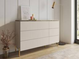 Vente-unique 6 - Drawer Chest Of Drawers - Beige & Gold - VUKIA