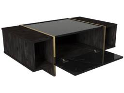 Vente-unique 1 - Door & 2 - Compartment Coffee Table - Black Marble Effect, Dark - thumbnail 6