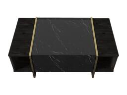 Vente-unique 1 - Door & 2 - Compartment Coffee Table - Black Marble Effect, Dark - thumbnail 7