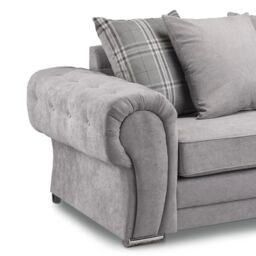 Furnishings For Less UK Milan Fabric 3 Piece Sofa Suite Grey Scatter Back Chesterfield Style - thumbnail 5