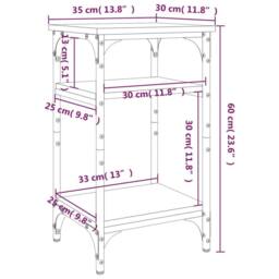 Berkfield Home Side Table Brown Oak 35x30x60 cm Engineered Wood - Size: 35 x 30 x 60 cm - thumbnail 9