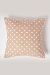 Homescapes Cotton Stars Cushion Cover in Beige - Size: 30 cm x 30 cm - thumbnail 1