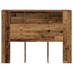 Berkfield Home Headboard Cabinet Old Wood 140x18.5x102.5 cm Engineered Wood in Brown - thumbnail 4