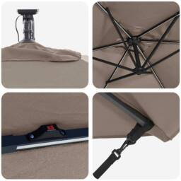 Berkfield Home Modern Cantilever Banana Parasol with Lock Taupe 294 x 200 x 254 cm - thumbnail 9