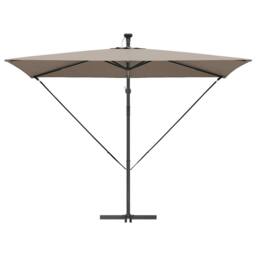 Berkfield Home Modern Cantilever Banana Parasol with Lock Taupe 294 x 200 x 254 cm - thumbnail 6