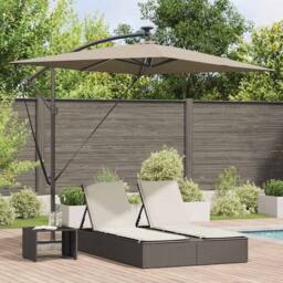 Berkfield Home Modern Cantilever Banana Parasol with Lock Taupe 294 x 200 x 254 cm - thumbnail 2