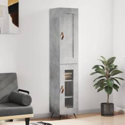 Berkfield Home Highboard Concrete Grey 34.5x34x180 cm Engineered Wood - thumbnail 2
