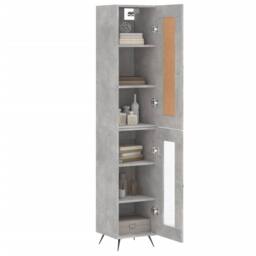 Berkfield Home Highboard Concrete Grey 34.5x34x180 cm Engineered Wood - thumbnail 3