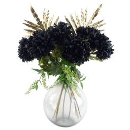 Leaf Pack of 6 x 75cm Artificial Extra Reflex Chrysanthemum Black - Size: 6 x 75 cm - thumbnail 4
