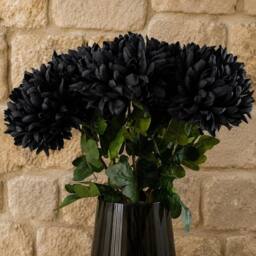 Leaf Pack of 6 x 75cm Artificial Extra Reflex Chrysanthemum Black - Size: 6 x 75 cm