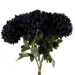 Leaf Pack of 6 x 75cm Artificial Extra Reflex Chrysanthemum Black - Size: 6 x 75 cm - thumbnail 3