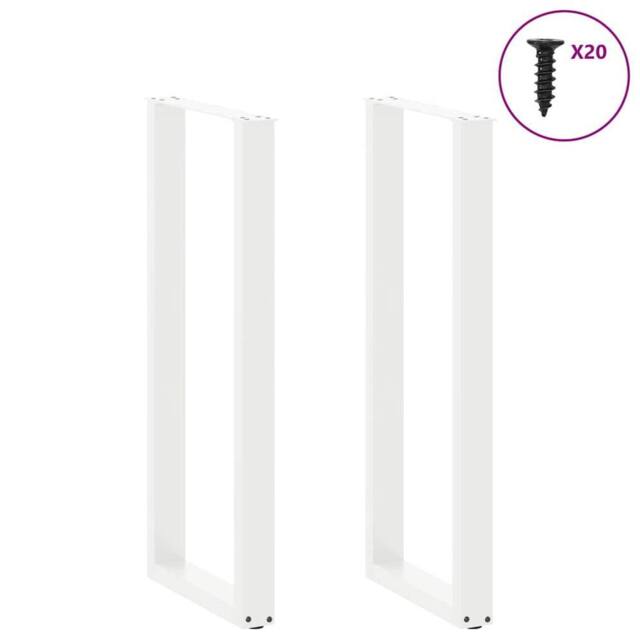 Berkfield Home Modern Coffee Table Legs U-Shaped 2 pcs White 40x(110-111) cm Steel - image 1