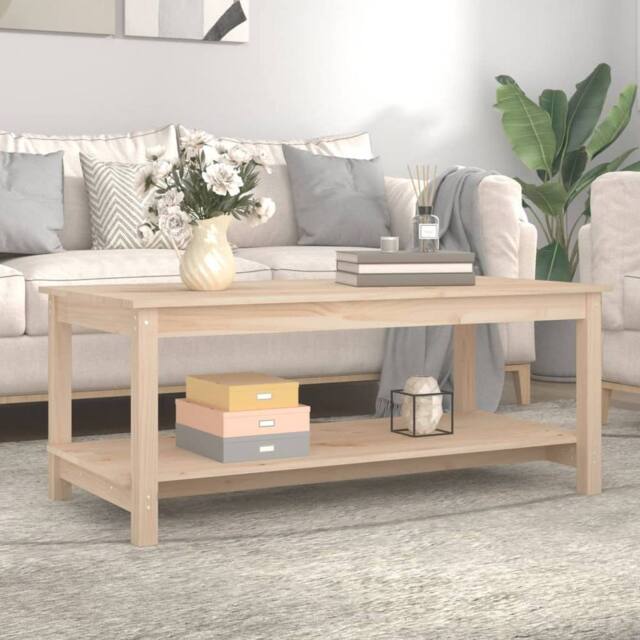 Berkfield Home Beautiful Coffee Table 110x55x45 cm Solid Wood Pine in Light Tan - Size: 110 x 55 x 45 cm - image 1