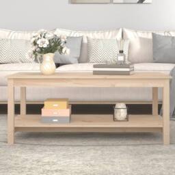 Berkfield Home Beautiful Coffee Table 110x55x45 cm Solid Wood Pine in Light Tan - Size: 110 x 55 x 45 cm - thumbnail 2