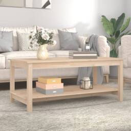 Berkfield Home Beautiful Coffee Table 110x55x45 cm Solid Wood Pine in Light Tan - Size: 110 x 55 x 45 cm