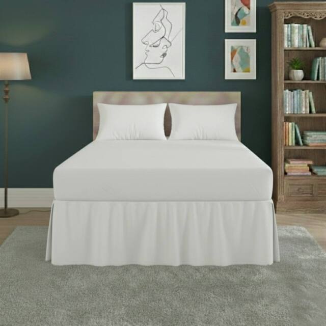 Snug City Fitted Valance Bed Sheet Polycotton Mattress Cover & Frill Easy Care in White - Size: Small Double - image 1