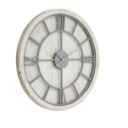 Wyld Haus White Washed Round Rustic Grey Skeleton Wall Clock - thumbnail 2