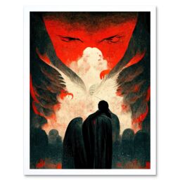 "Artery8 Wall Art Print Gates Of Hell Devil Satan Lucifer Evil Art Framed in White - Size: W12"" x H16""" - thumbnail 1