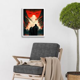 "Artery8 Wall Art Print Gates Of Hell Devil Satan Lucifer Evil Art Framed in White - Size: W12"" x H16""" - thumbnail 2