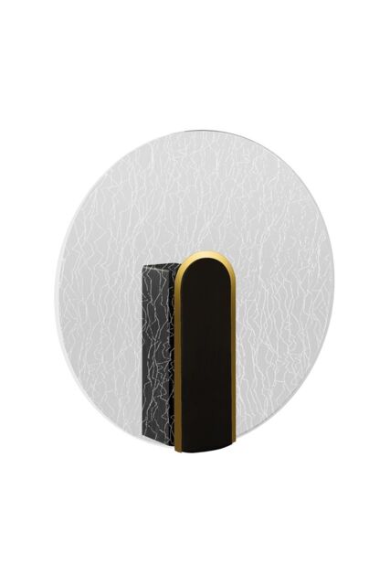 CGC Lighting Crackle Indoor Round LED Wall Light Black Gold & Crackle Glass Effect 6W 4200k Natural White 730lm - image 1