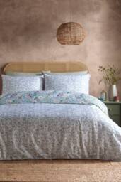 Appletree 'Abstract Floral' 100% Cotton Duvet Cover Set in Green - Size: Double - thumbnail 4