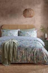 Appletree 'Abstract Floral' 100% Cotton Duvet Cover Set in Green - Size: Double - thumbnail 5