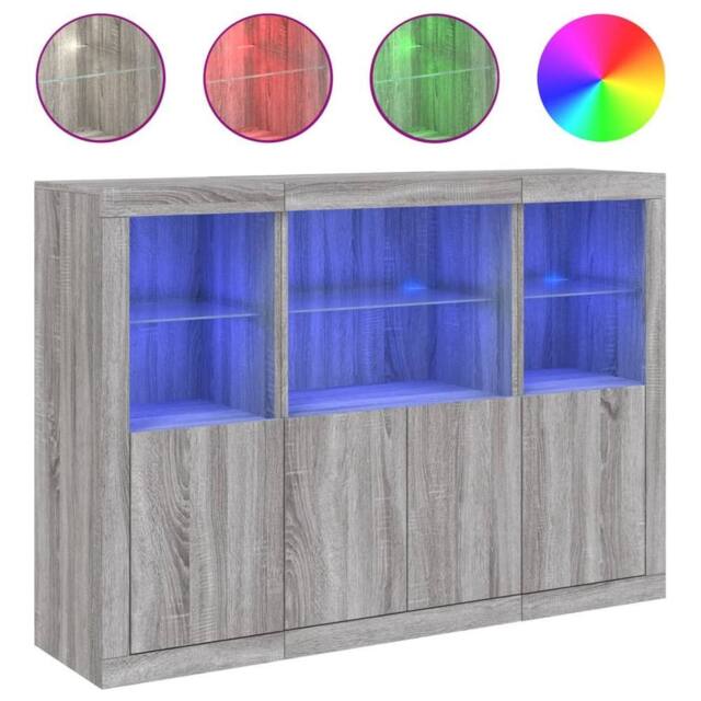Berkfield Home Sideboards with LED Lights 3 pcs Grey Sonoma Engineered Wood - image 1