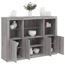 Berkfield Home Sideboards with LED Lights 3 pcs Grey Sonoma Engineered Wood - thumbnail 2