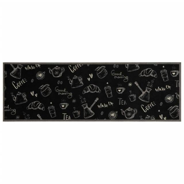Berkfield Home Kitchen Rug Washable Morning Black 60x180 cm Velvet - image 1