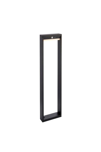 Netlighting Dannah Modern Solar Powered LED Box Shaped Tall Bollard Lamp Textured Black PIR Motion & Day Night Sensors Warm White IP44 - image 1
