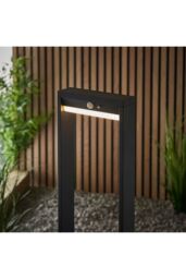 Netlighting Dannah Modern Solar Powered LED Box Shaped Tall Bollard Lamp Textured Black PIR Motion & Day Night Sensors Warm White IP44 - thumbnail 5