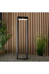 Netlighting Dannah Modern Solar Powered LED Box Shaped Tall Bollard Lamp Textured Black PIR Motion & Day Night Sensors Warm White IP44 - thumbnail 2
