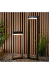 Netlighting Dannah Modern Solar Powered LED Box Shaped Tall Bollard Lamp Textured Black PIR Motion & Day Night Sensors Warm White IP44 - thumbnail 4