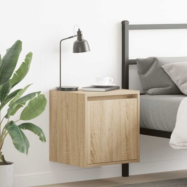 Berkfield Home Wall-Mounted Bedside Cabinets 2 pcs Sonoma Oak 38x34x40 cm in Brown - Size: 38 x 34 x 40 cm - image 1