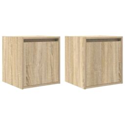 Berkfield Home Wall-Mounted Bedside Cabinets 2 pcs Sonoma Oak 38x34x40 cm in Brown - Size: 38 x 34 x 40 cm - thumbnail 2
