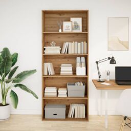 Berkfield Home Book Cabinet Artisian Oak 80x30x189 cm Engineered Wood in Brown - Size: 80 x 30 x 189 cm - thumbnail 2
