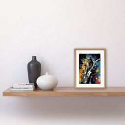 "Artery8 Wall Art Print Music Band on Stage Playing at Festival Modern Acrylic Painting Artwork Framed 9X7 Inch in Beige - Size: W7"" x H9""" - thumbnail 2