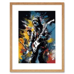 "Artery8 Wall Art Print Music Band on Stage Playing at Festival Modern Acrylic Painting Artwork Framed 9X7 Inch in Beige - Size: W7"" x H9""" - thumbnail 1