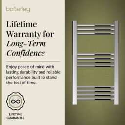 Balterley Straight Heated Towel Rail Radiator, 199W, 400 x 800mm, Chrome in Silver - thumbnail 7