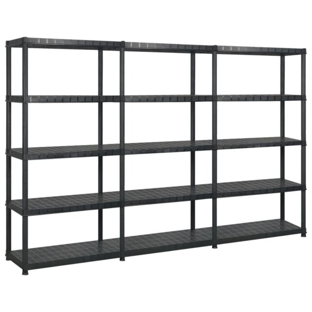 Berkfield Home Storage Shelf 5-Tier Black 255x40x185 cm Plastic - Size: 255 x 40 x 185 cm - image 1